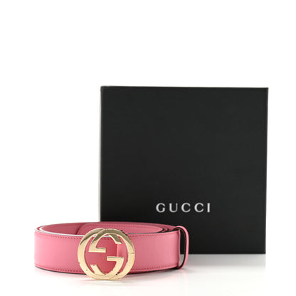 Gucci Moon Calfskin Interlocking G 37mm Belt 95 38 Glossy Pink 10 of 10