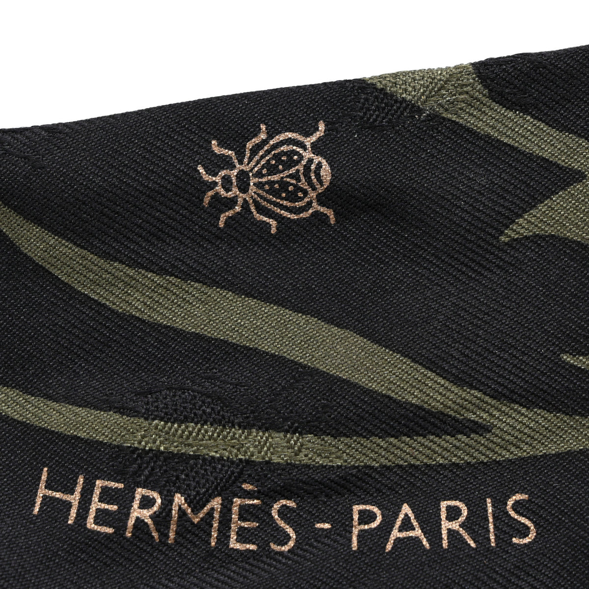 Hermes Silk Calfskin Bouquet Final Fringed Twilly Vert Loden Black 7 of 7