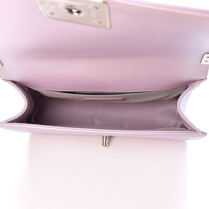 Chanel Metallic Lambskin Chevron Quilted Medium Boy Flap Pink 5 of 13