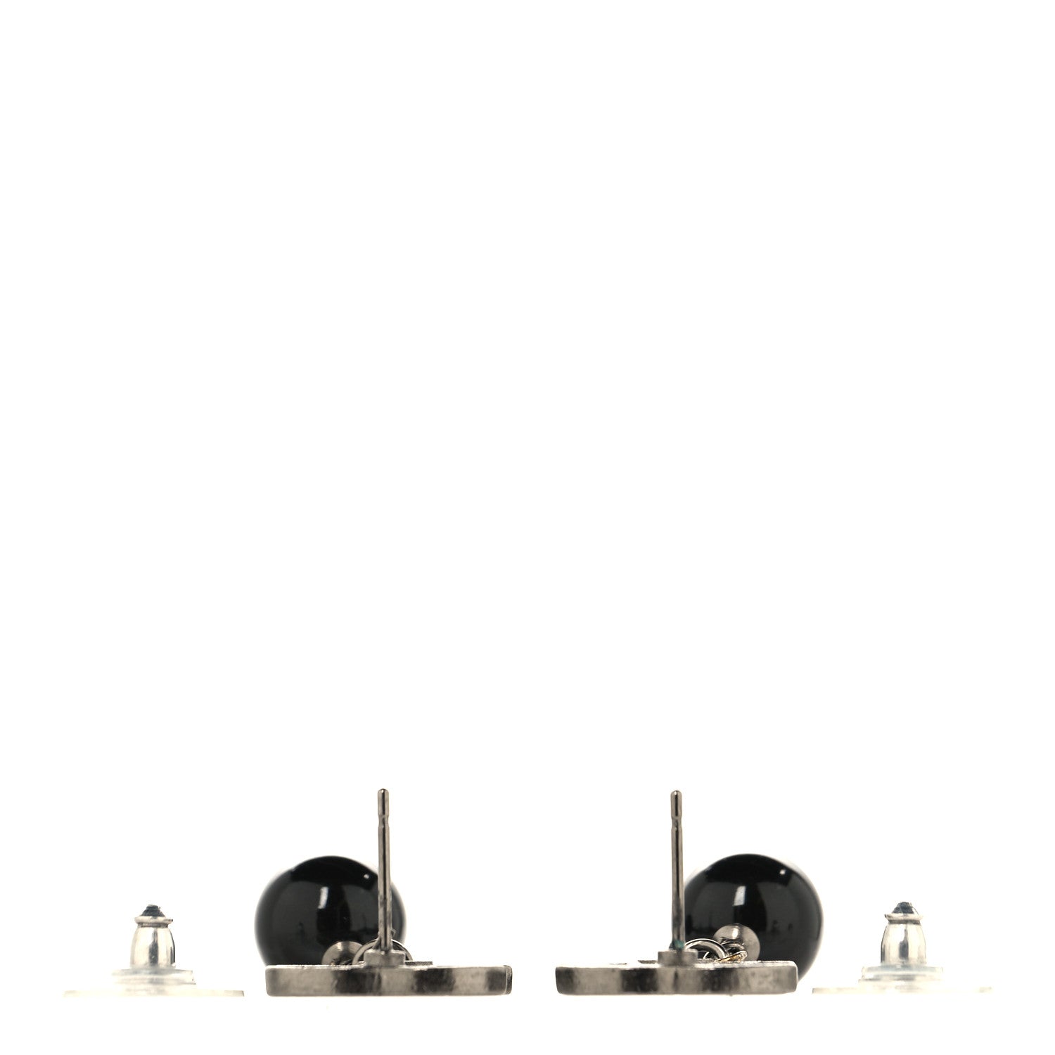 Chanel Ruthenium Pearl Bead CC Drop Earrings Black 3 of 4