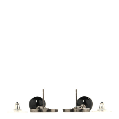 Chanel Ruthenium Pearl Bead CC Drop Earrings Black 3 of 4
