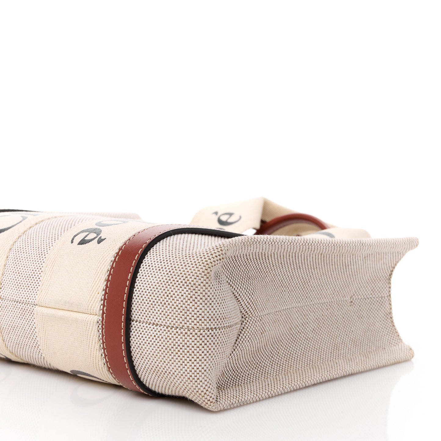 Cotton Calfskin Small Woody Ribbon Tote With Strap White Brown
