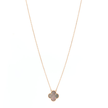 Van Cleef & Arpels 18K Rose Gold Gray Mother of Pearl Vintage Alhambra Pendant Necklace 1 of 5