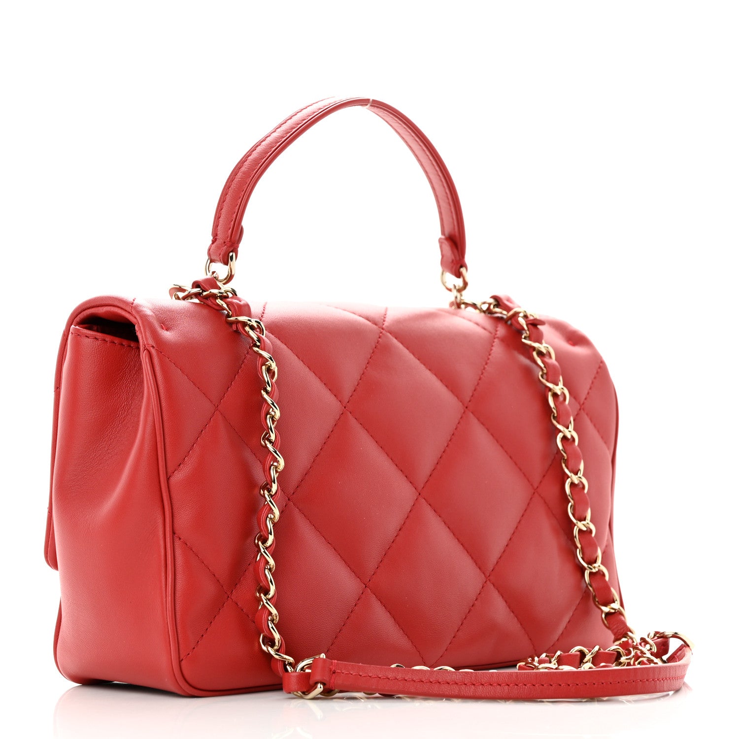 Chanel Lambskin Quilted Easy Carry Flap Red 3 of 13