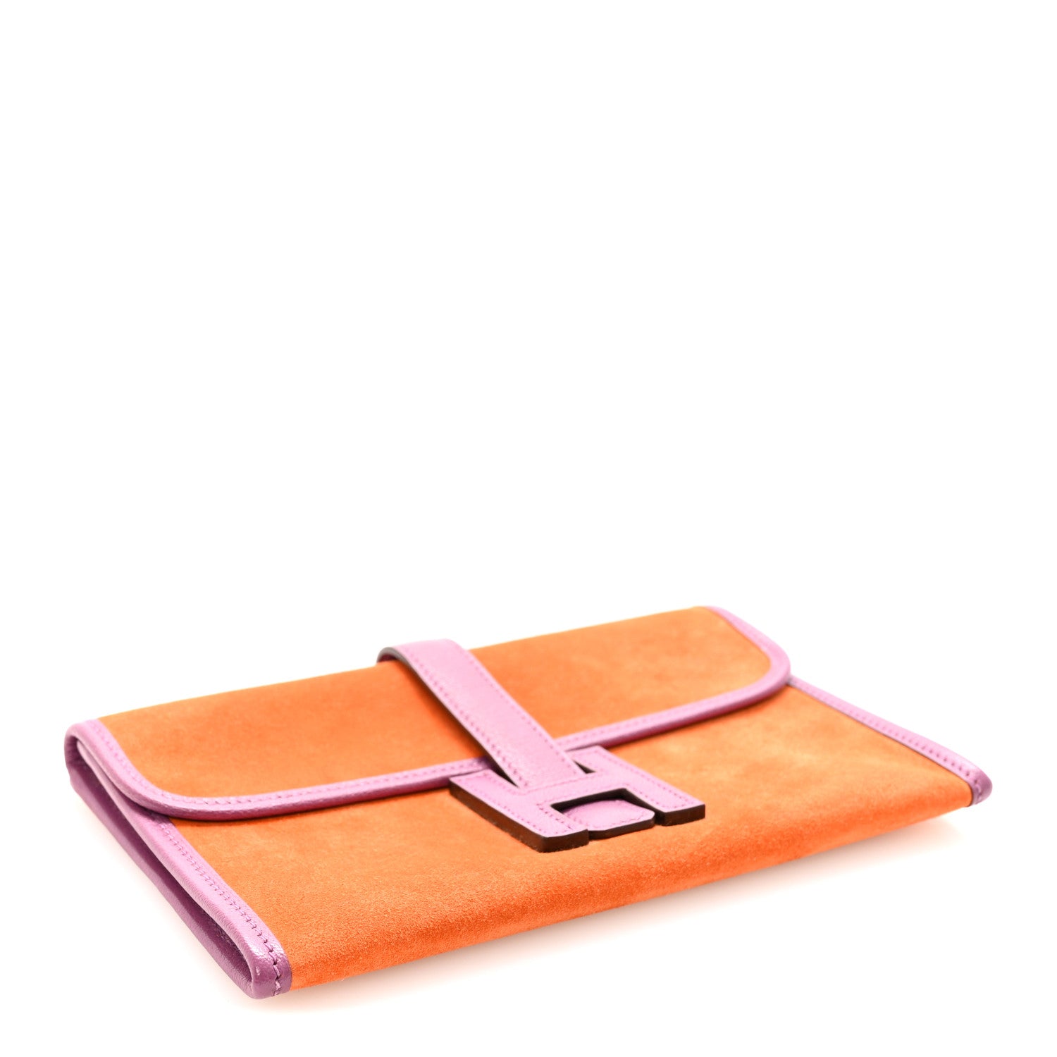 Hermes Veau Doblis Suede Chevre Mysore Mini 20 Jige Clutch Orange