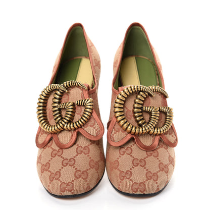Gucci Monogram Satin Torchon Double G Pumps 37.5 Beige Ruggine Copper 5 of 11