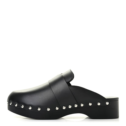 Hermes Calfskin Calya Mules 36 Black 1 of 8