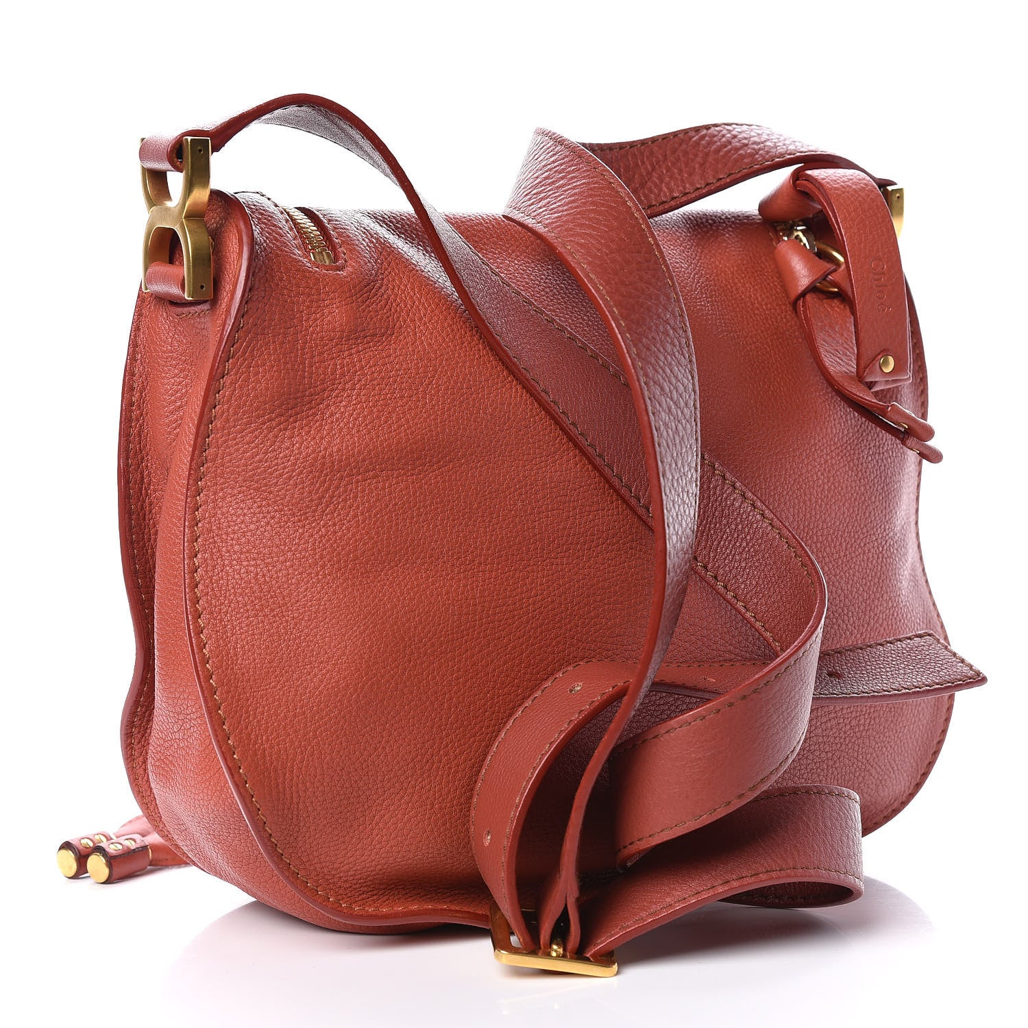 Chloe Calfskin Medium Marcie Round Zip Crossbody Bag Maple Leaf 3 of 9