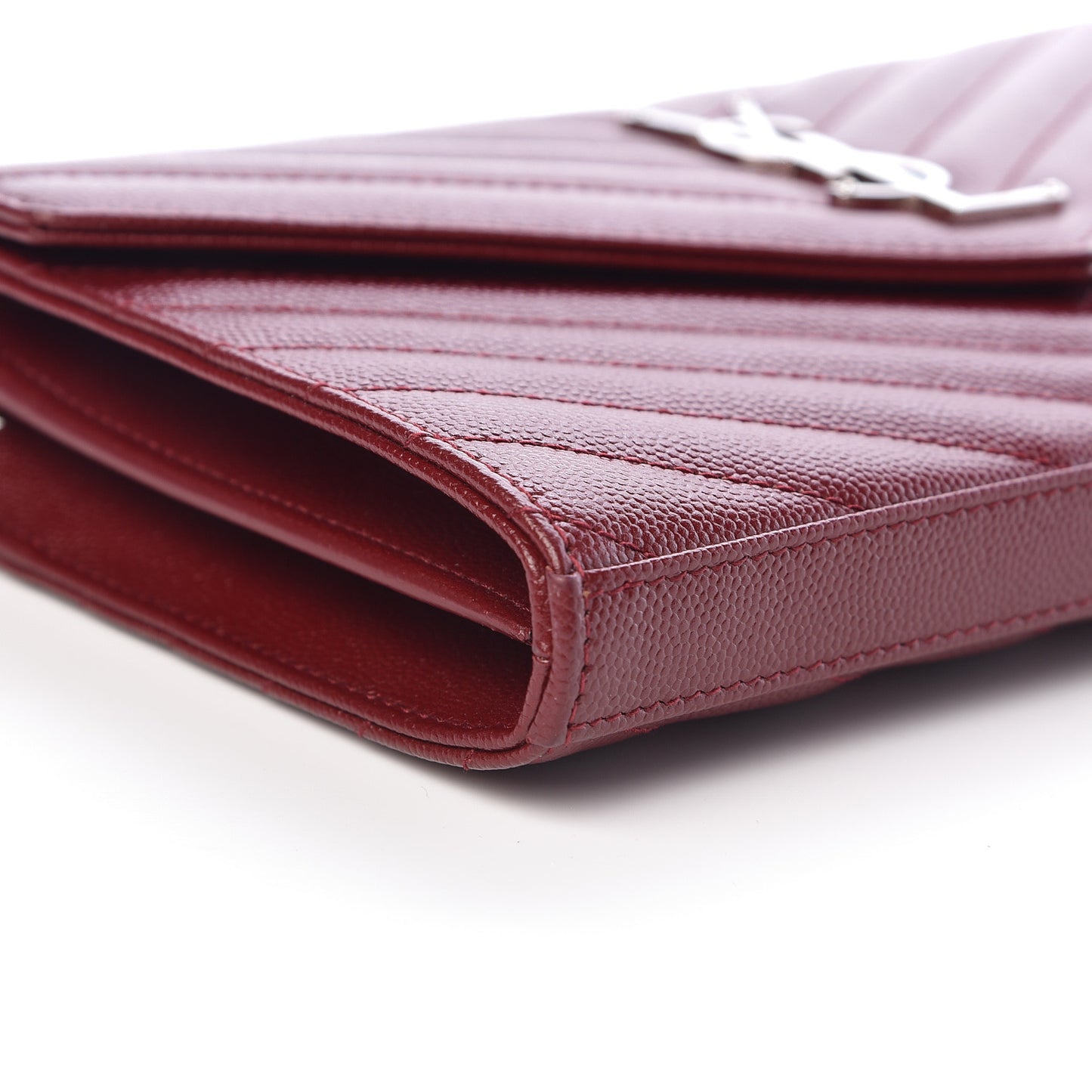 Grain De Poudre Matelasse Chevron Monogram Chain Wallet Palissandre