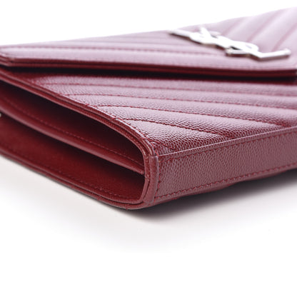 Saint Laurent Grain De Poudre Matelasse Chevron Monogram Chain Wallet Palissandre 9 of 11