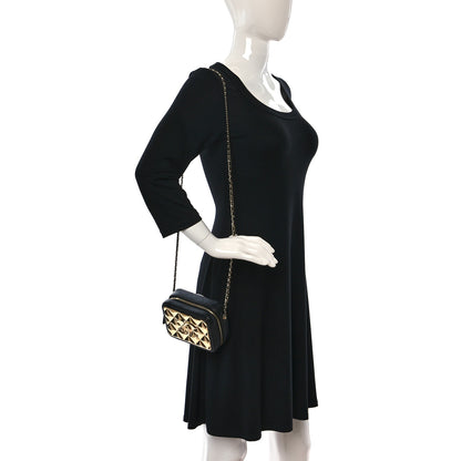 Chanel Lambskin Quilted Golden Plate Clutch With Chain Black 2 of 9
