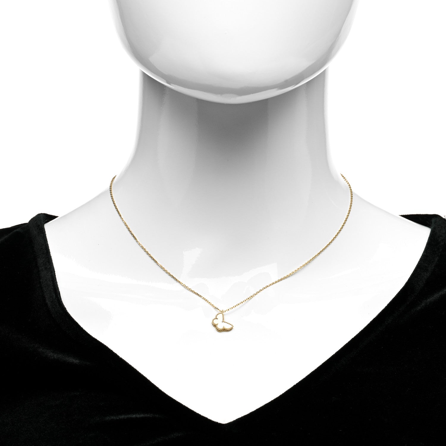 Van Cleef & Arpels 18K Yellow Gold Mother of Pearl Sweet Alhambra Butterfly Pendant Necklace 2 of 5