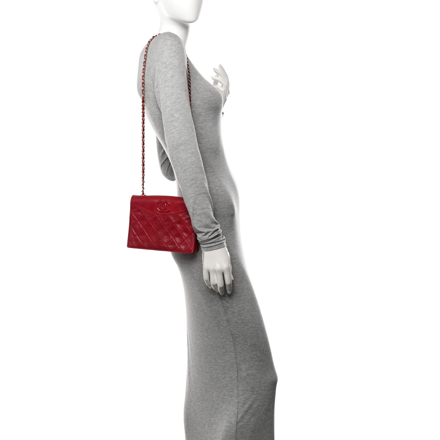 Lambskin Quilted CC Small Single Flap Red