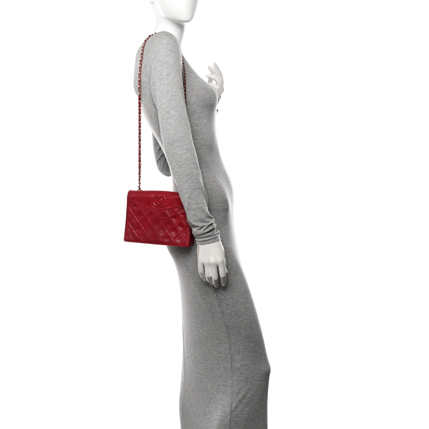 Chanel Lambskin Quilted CC Small Single Flap Red 2 of 13