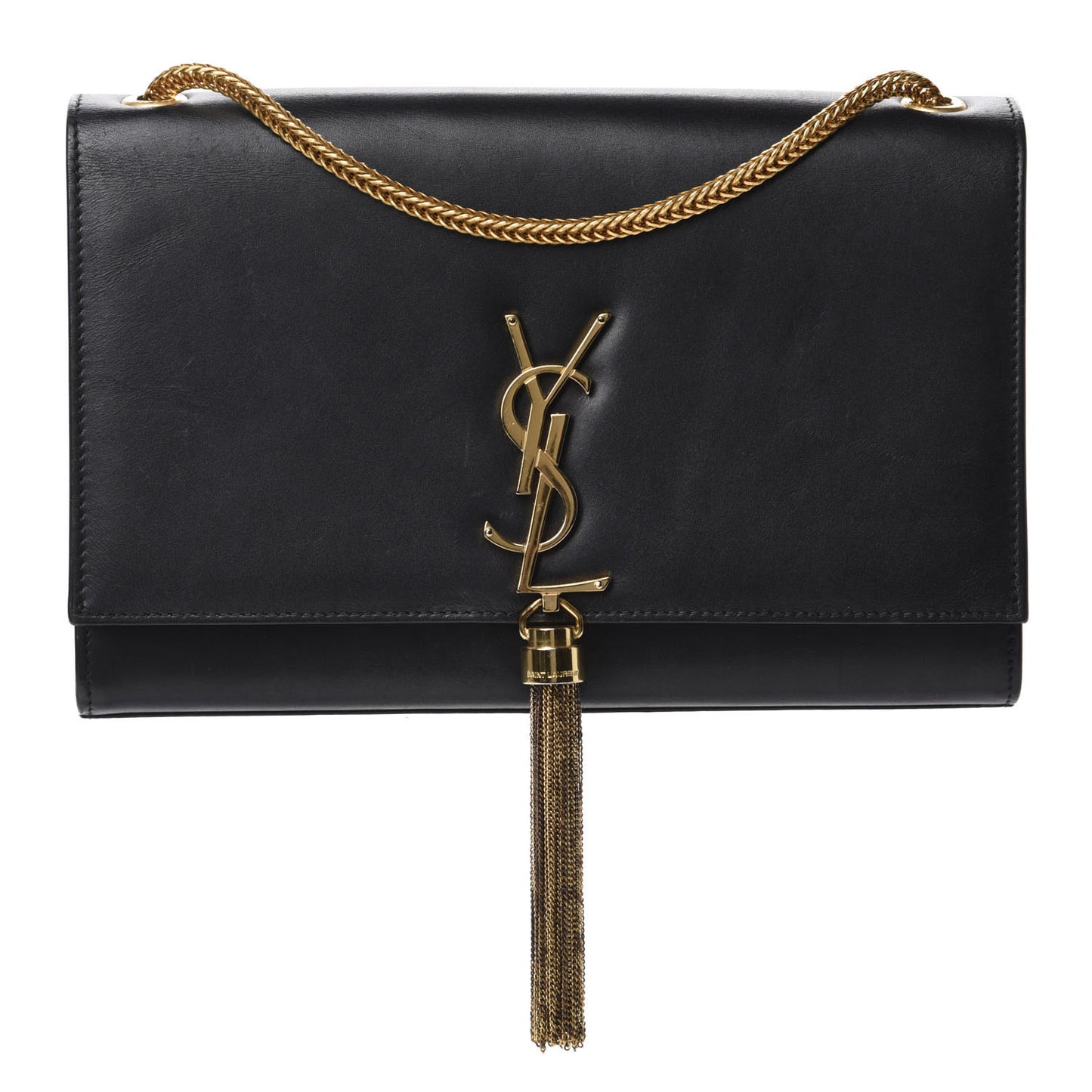 Smooth Calfskin Medium Classic Monogram Kate Tassel Satchel Black