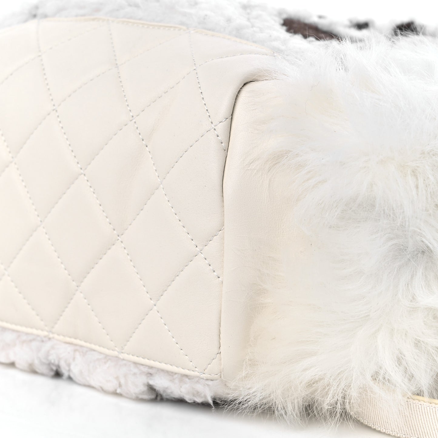 Glazed Calfskin Shearling Quilted Small Mountain Backpack Brown White