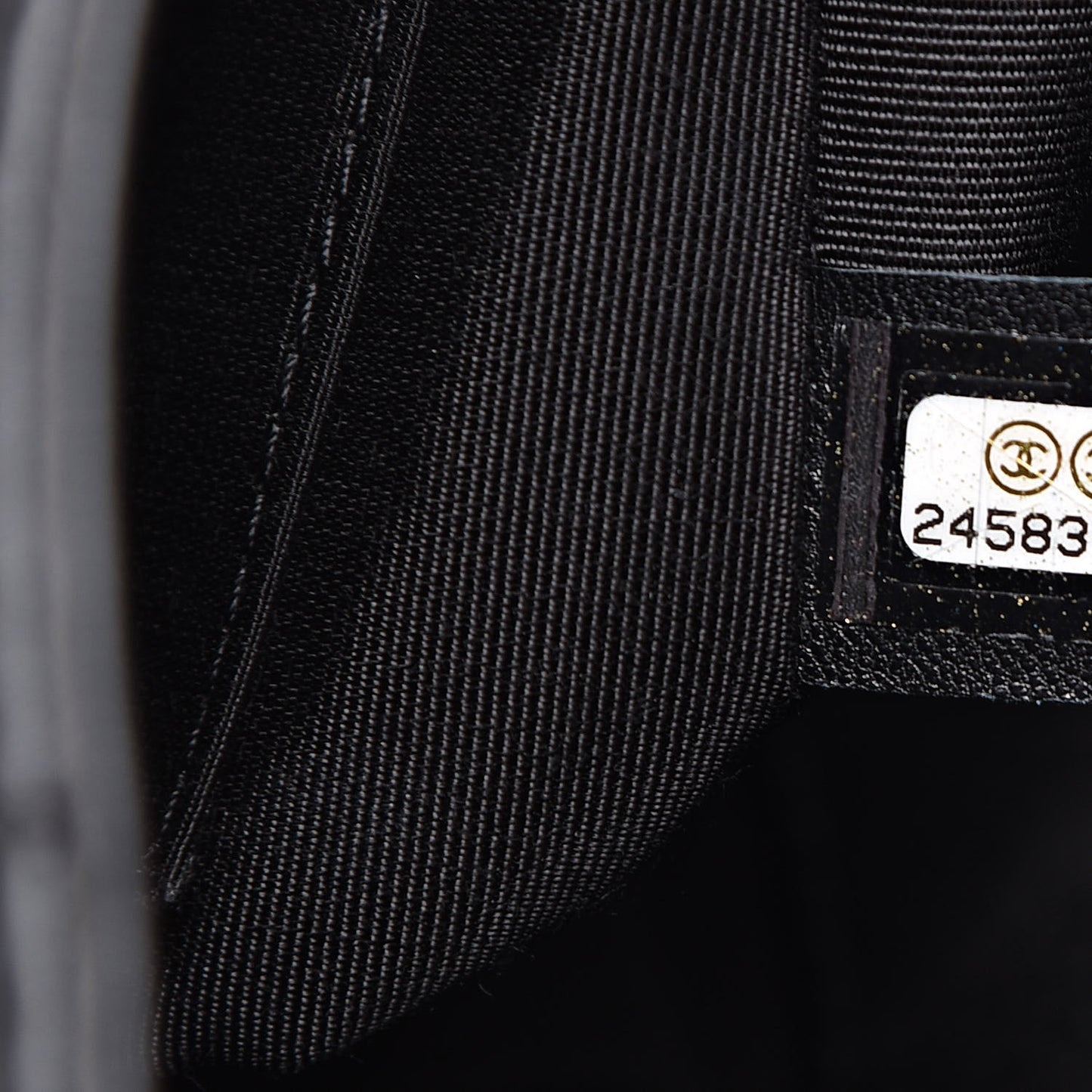 Calfskin Chevron Quilted Top Handle Flap Black