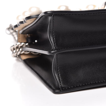 Fendi Vitello Liberty Pearl Scalloped Studded Small Kan I Shoulder Bag Black 8 of 11