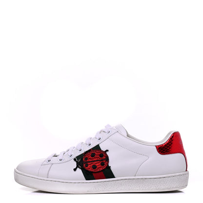 Gucci Calfskin Ayers Web Pineapple Ladybug Embroidered Womens Ace Sneakers 37.5 White 1 of 20