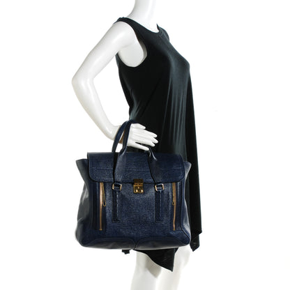 3.1 Phillip Lim 3.1 Textured Calfskin Medium Pashli Satchel Ink 2 of 7