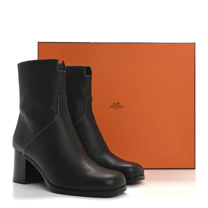 Hermes Epsom Womens Flatteuse 60 Ankle Boot 37.5 Black 12 of 12