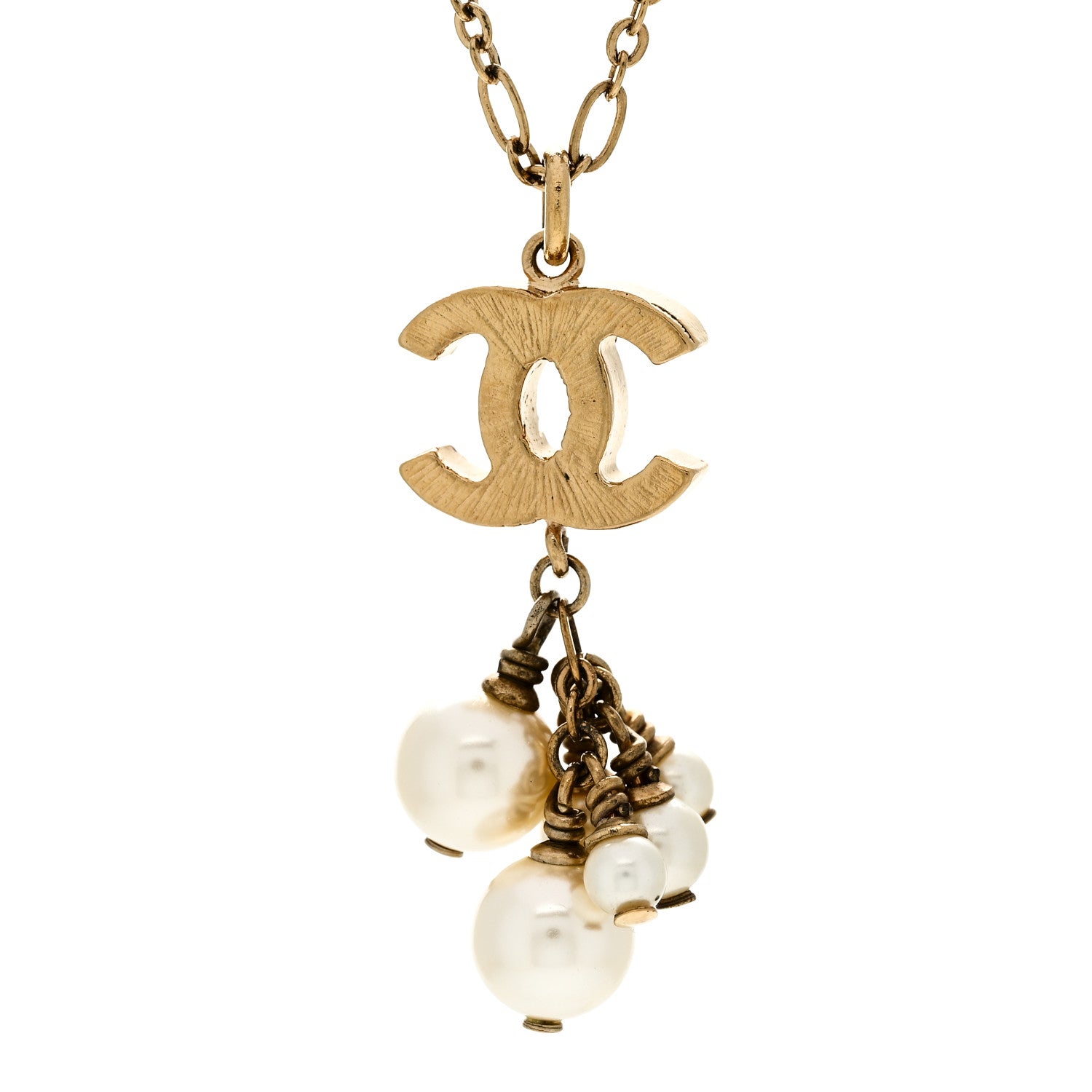 Chanel Pearl CC Logo Drop Necklace Gold 4 of 5