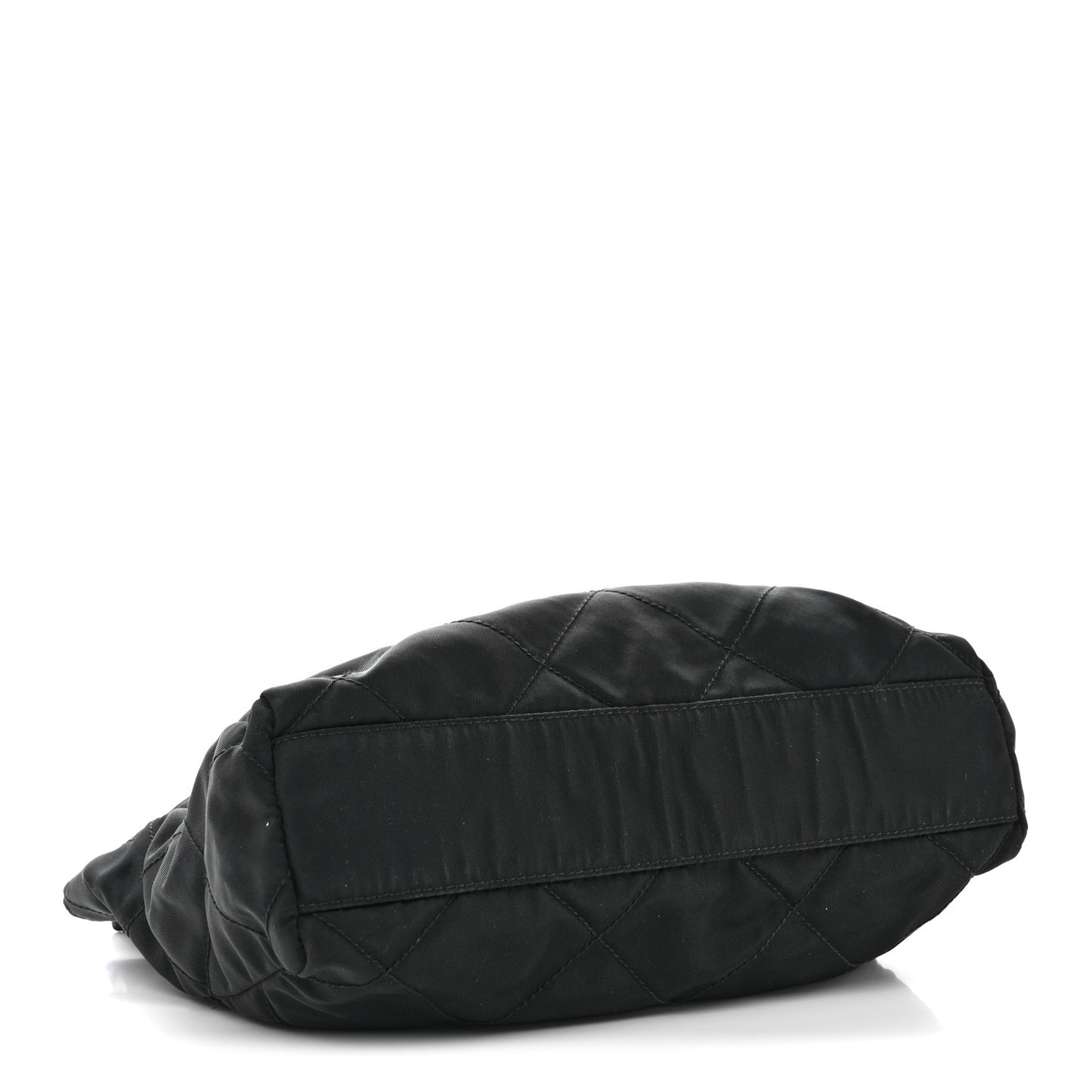 Nylon Tessuto Impuntu Quilted Flap Shoulder Bag Black