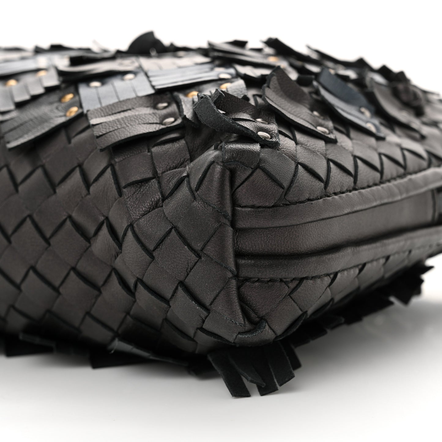 Nappa Intrecciato Fringe Studded Nodini Crossbody Messenger Multicolor