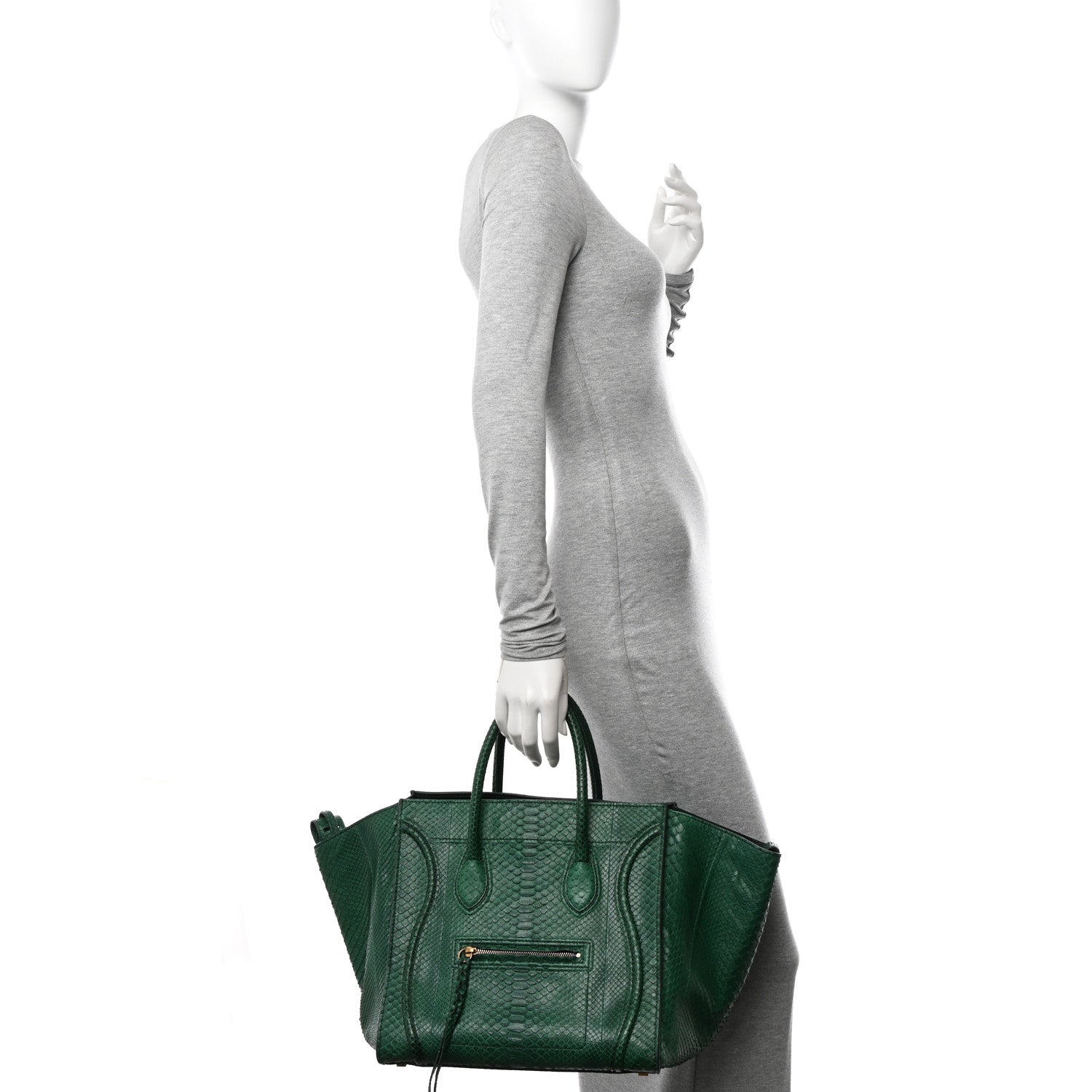 Celine Snakeskin Medium Phantom Luggage Green 2 of 11