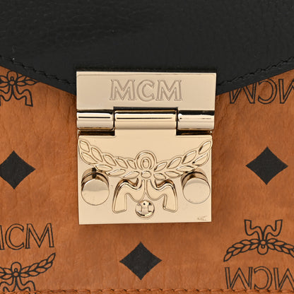 MCM Visetos Small Patricia Block Satchel Cognac Navy Black 10 of 11