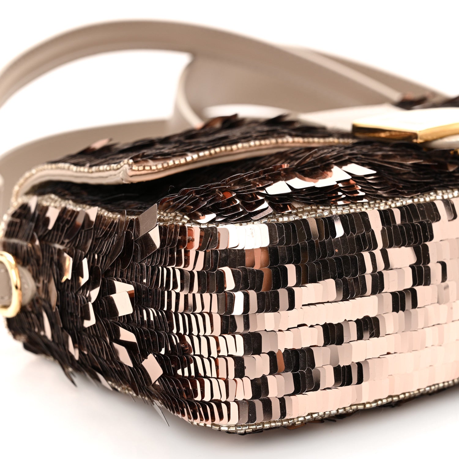 Fendi Sequin Paillettes Vitello Grace Sex and the City Baguette Tortora 9 of 21