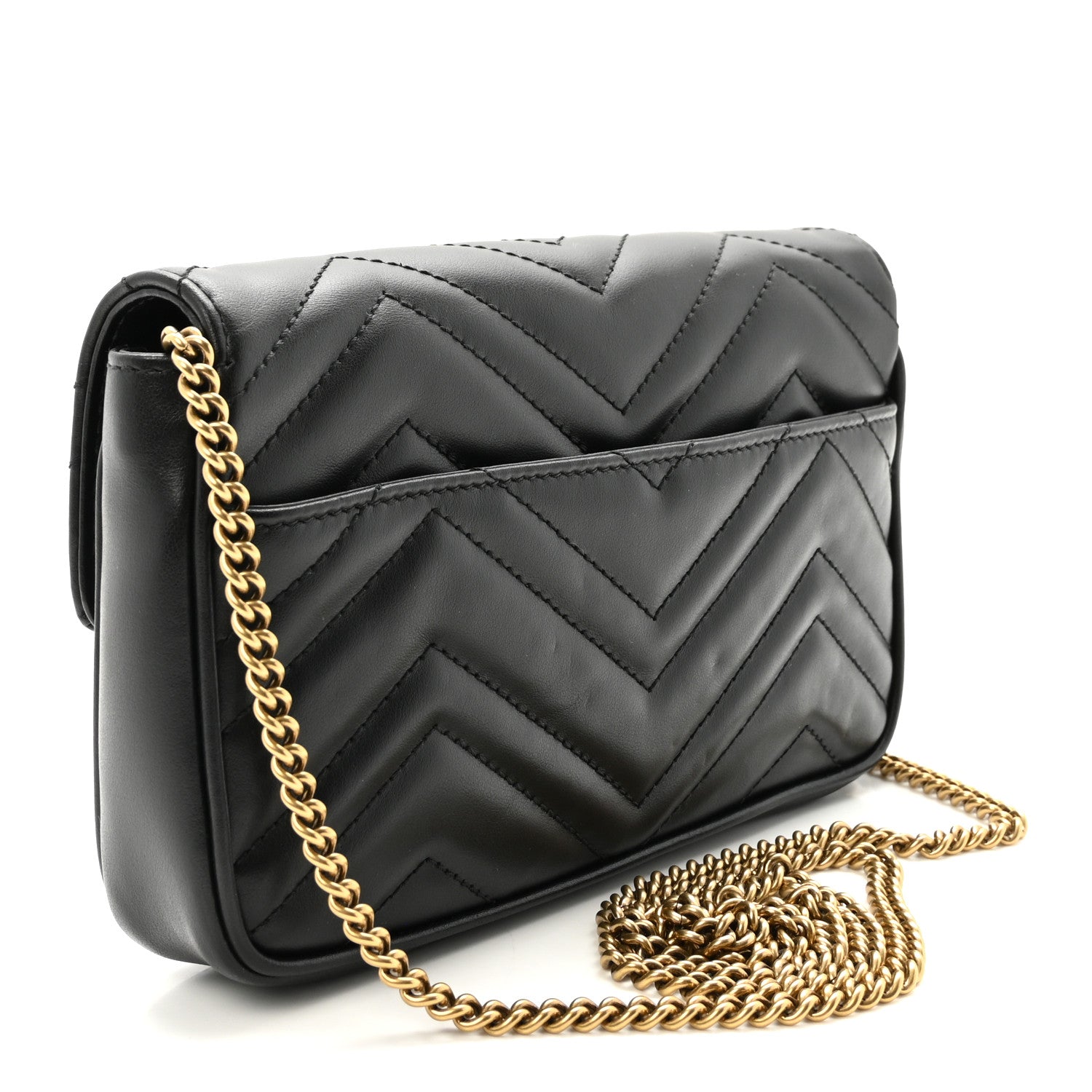 Gucci Calfskin Matelasse Mini GG Marmont Shoulder Bag With Case Black White 4 of 10