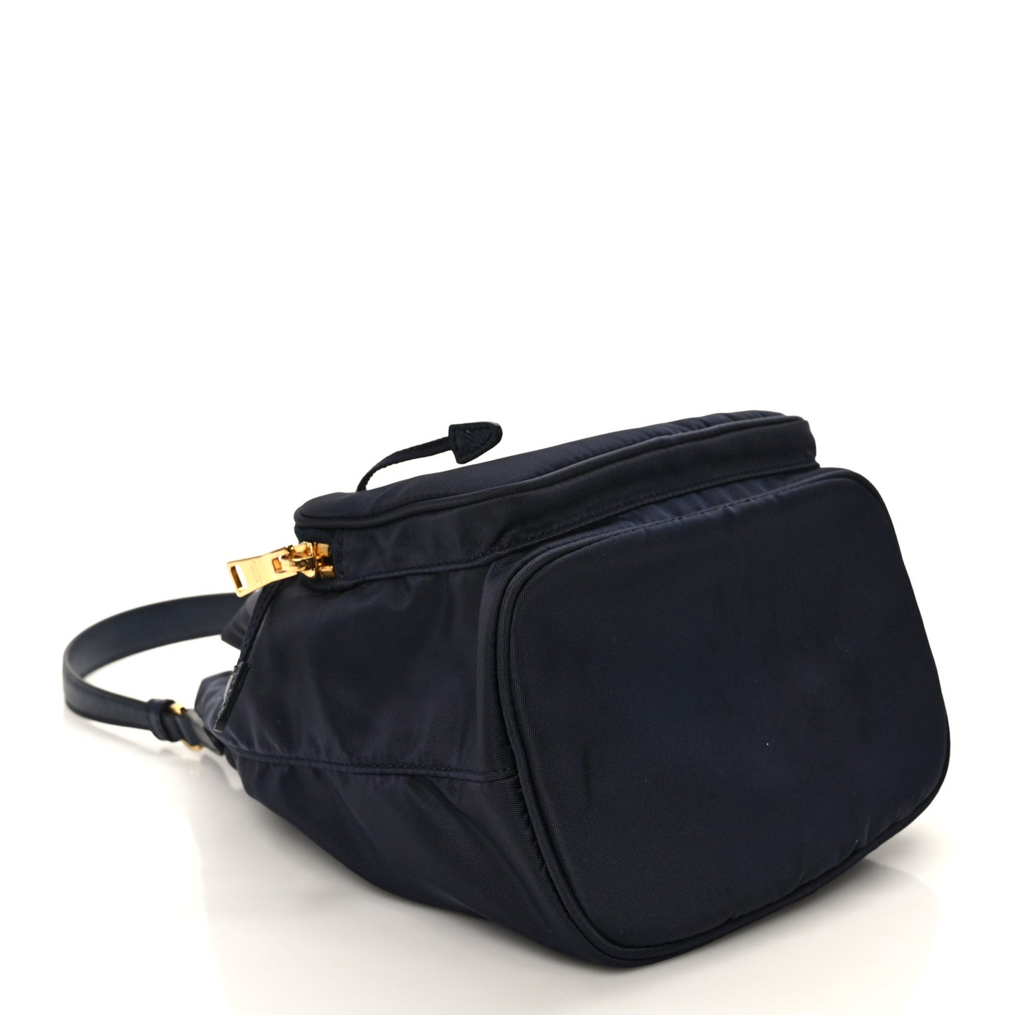 Saffiano Tessuto Nylon Mini Bucket Crossbody Bag Navy
