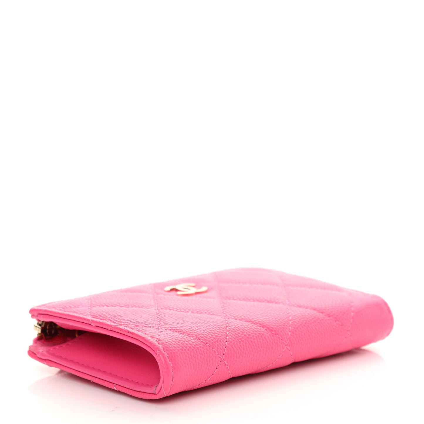 Caviar Quilted Zipped Key Holder Case Pink