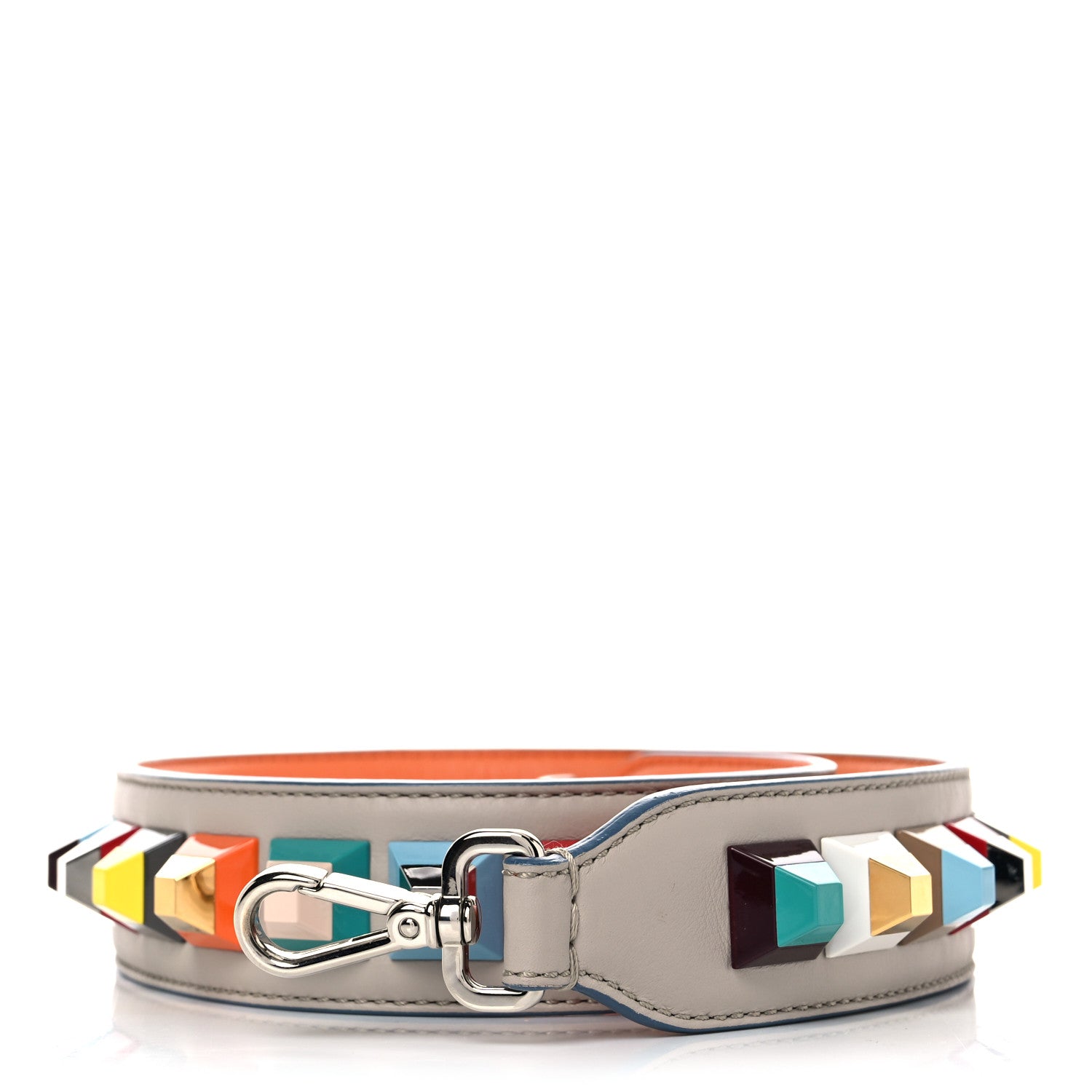Fendi Vitello Dolce Plexiglass Bi-Color Studded Strap You Grigio Polvere Arancio Multicolor 1 of 6
