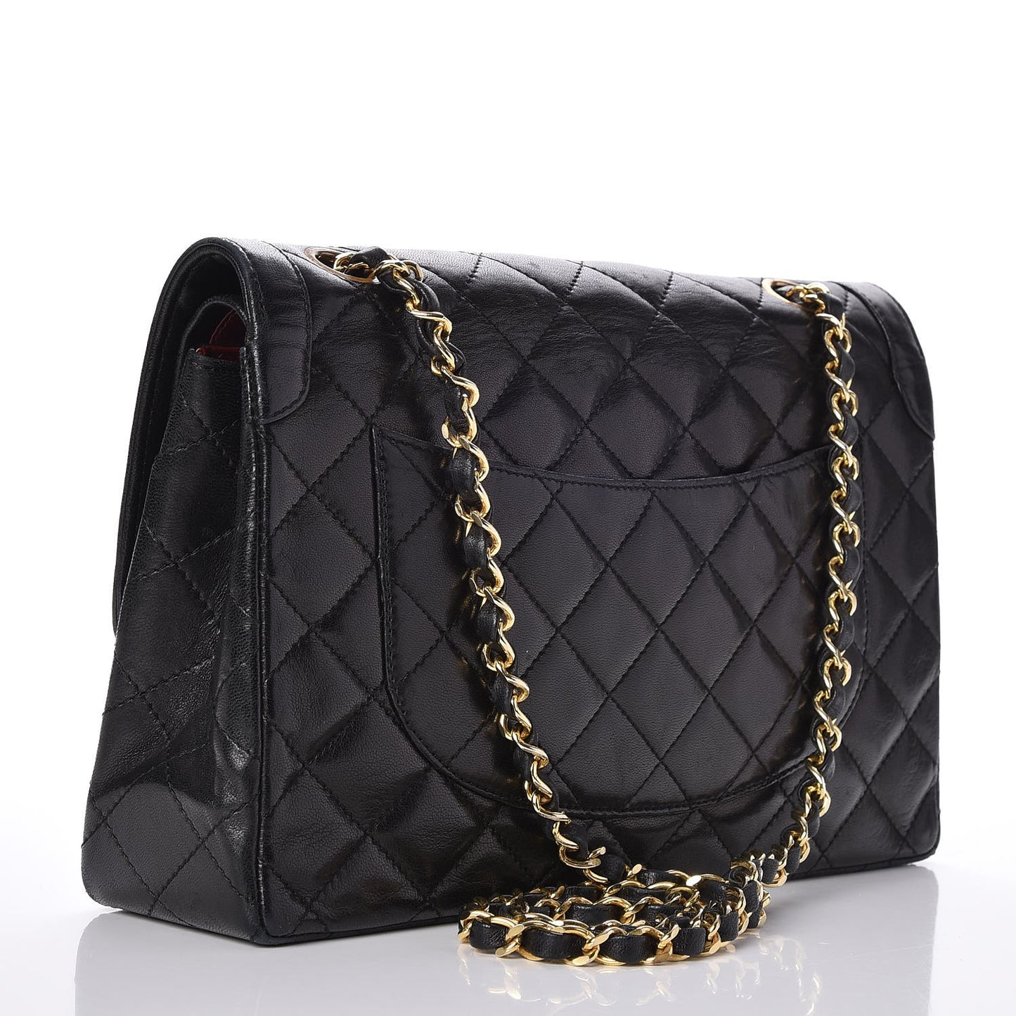Lambskin Quilted Medium Double Flap Black