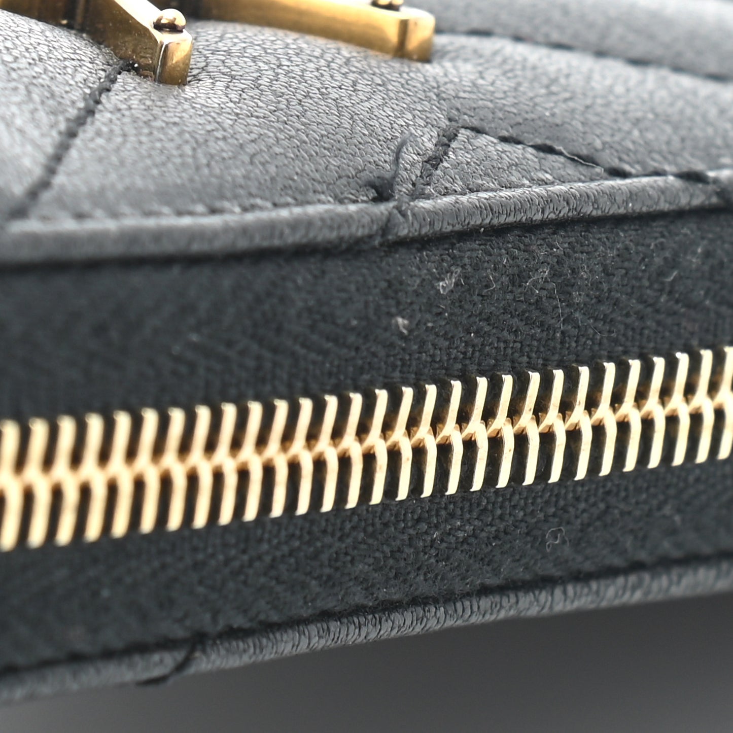 Goatskin Matelasse Chevron Monogram Zip Around Wallet Black