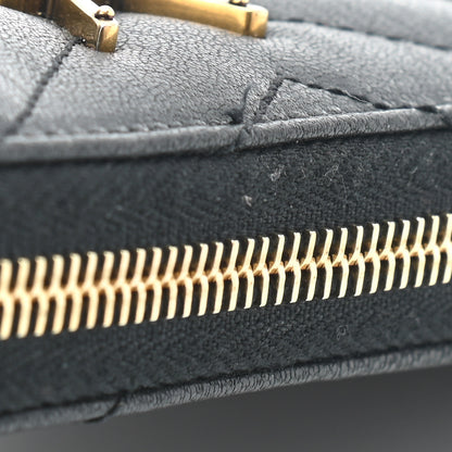Saint Laurent Goatskin Matelasse Chevron Monogram Zip Around Wallet Black 9 of 9