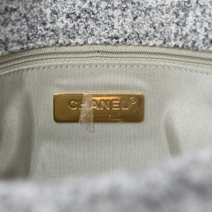 Chanel Tweed Quilted Medium Chanel 19 Flap Grey Ecru 9 of 12