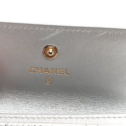 Chanel Metallic Goatskin Quilted Chanel 19 Flap Card Holder Silver 6 of 9