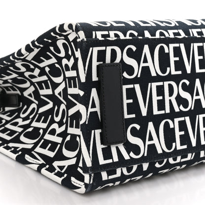 Versace Canvas Calfskin Allover La Medusa Small Tote Black 8 of 10