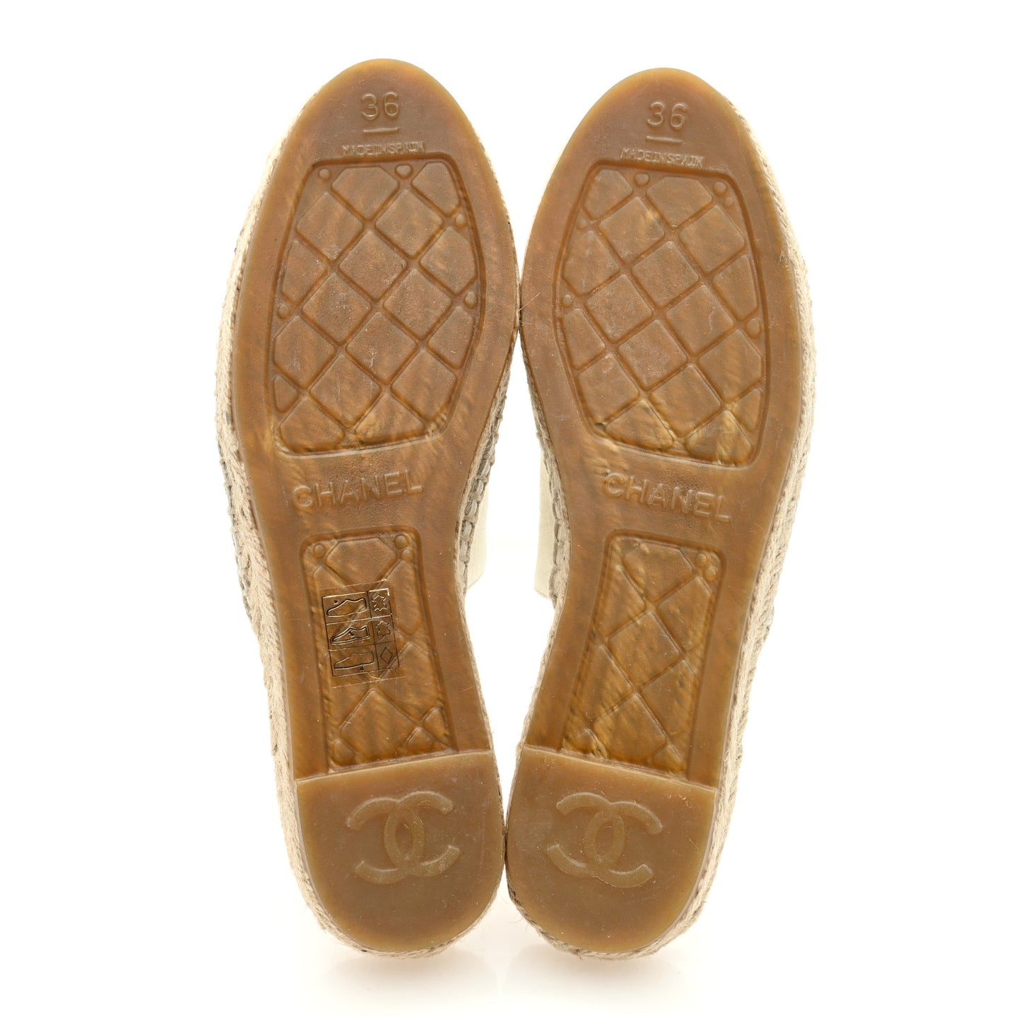 Iridescent Goatskin CC Espadrille Mules 36 Ivory Black