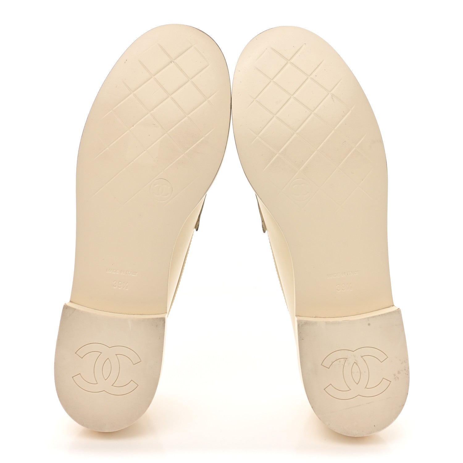 Chanel Calfskin Camellia CC Loafers 39.5 Ivory 6 of 11