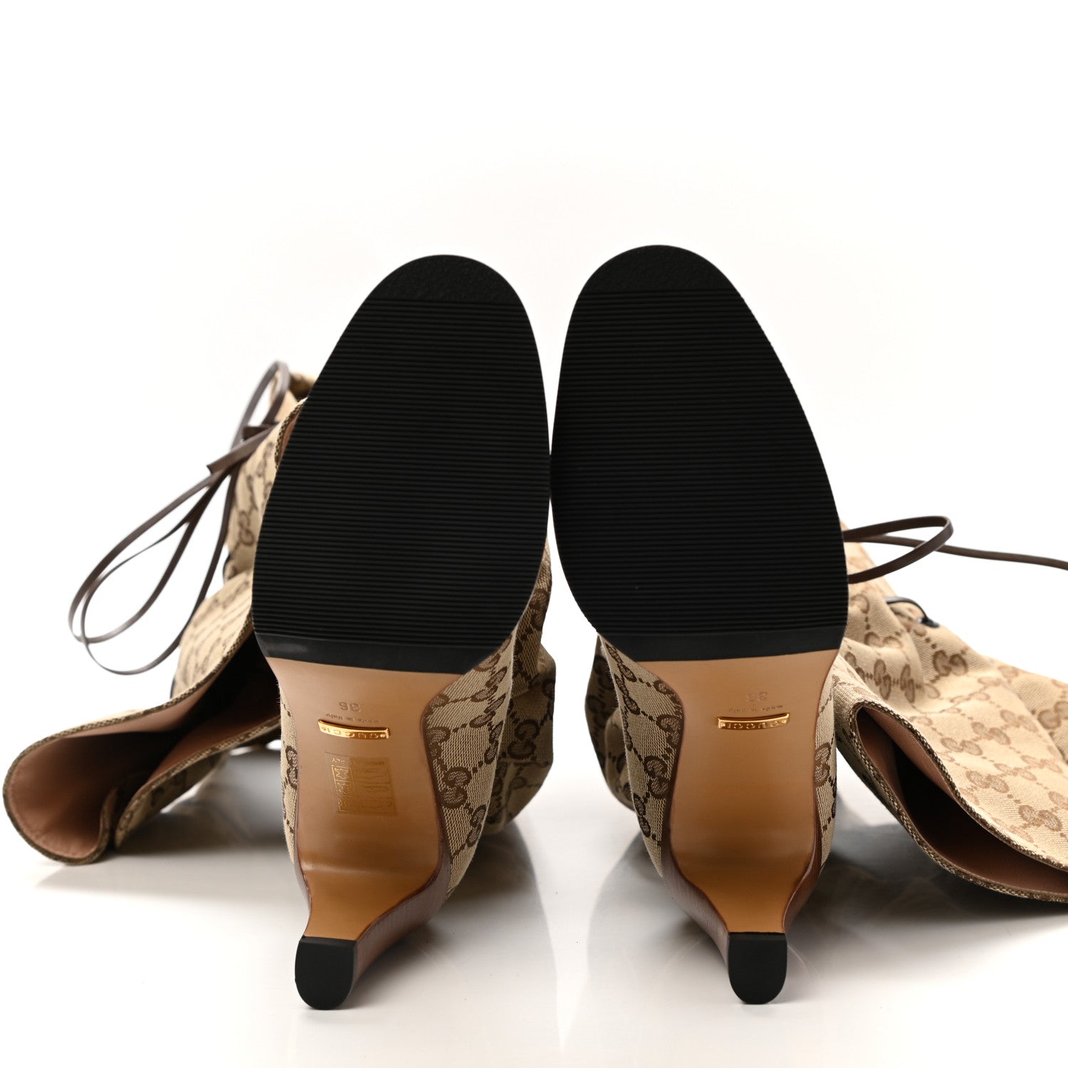 Gucci Monogram Over the Knee Boots 36 Beige Ebony 5 of 6