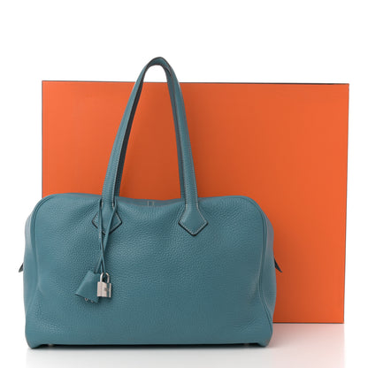 Hermes Taurillon Clemence Victoria II 35 Blue Jean 14 of 14