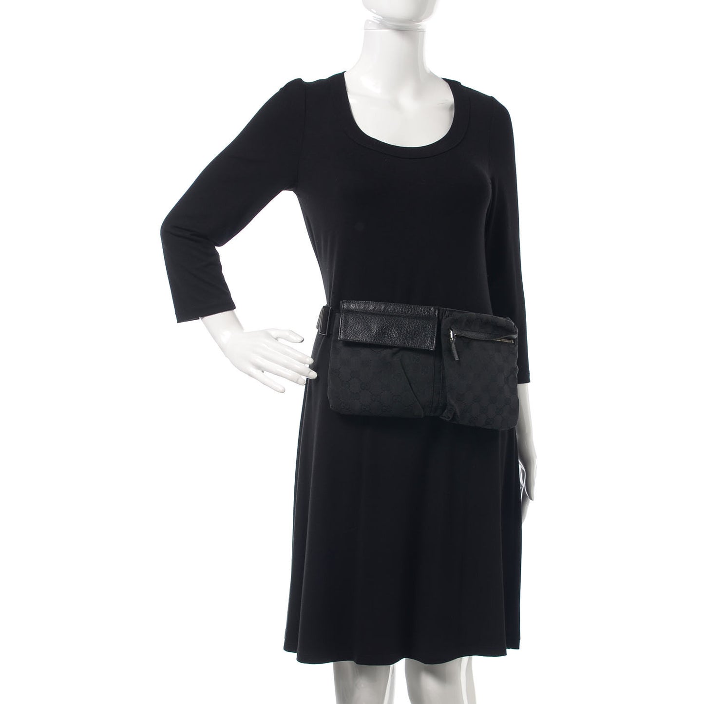 GG Monogram Double Pocket Belt Bag Black