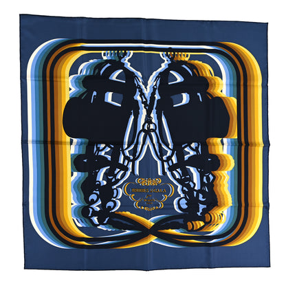 Hermes Silk Brides De Gala Shadow Scarf 90 Gris Bleute Black 1 of 3
