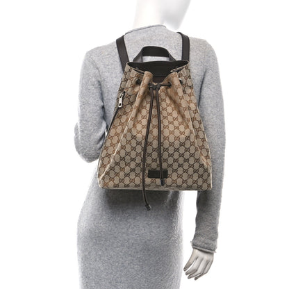 Gucci Monogram Dollar Calfskin O Drawstring Backpack Beige Ebony Testa di Moro Dark Chocolate 2 of 10