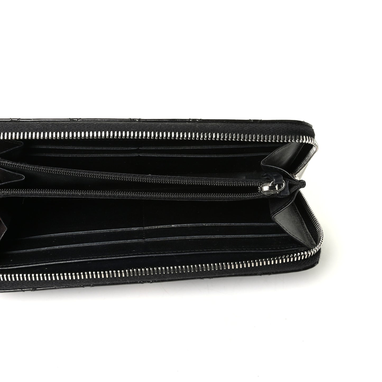 Patent Quilted Brilliant Zip Around Wallet Black