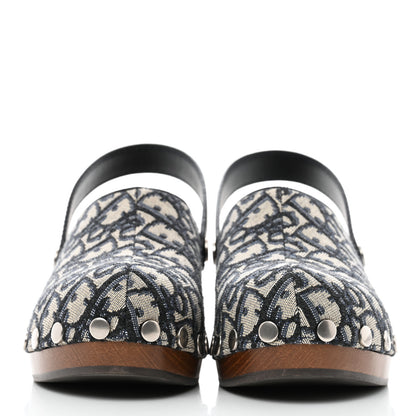 Christian Dior Canvas Oblique Diorquake 20mm Slingback Clogs 39 Deep Blue 2 of 8